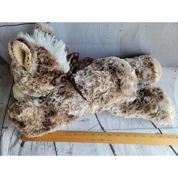 Hug & Luv Brown Horse Stuffed Animal Plush Laying Down 18 Inches Gold Shimmer - Picture 9 of 9